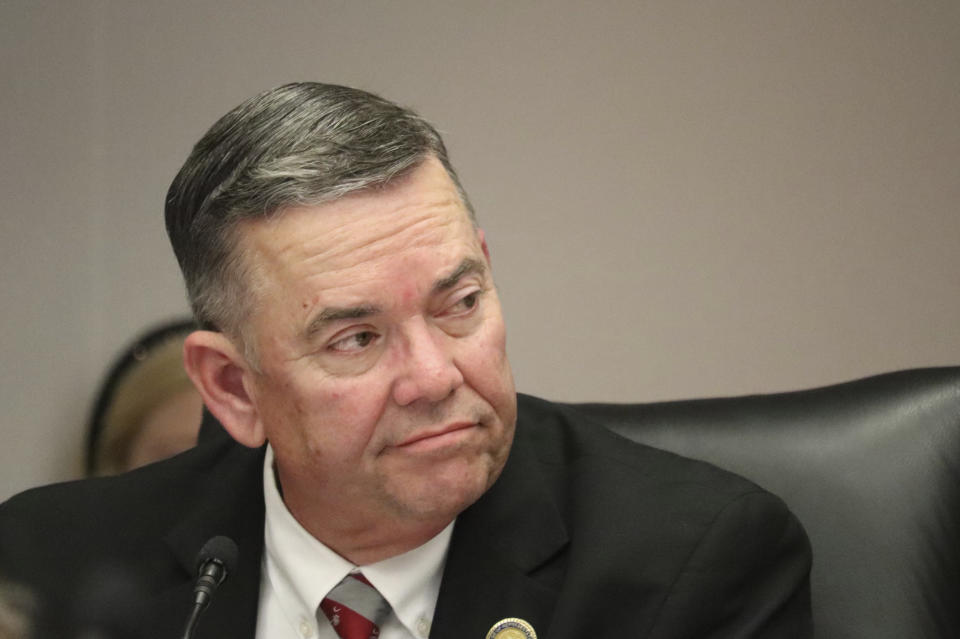 Republican South Carolina Rep. John McCravy speaks in favor of a bill banning medical care for transgender minors in Columbia, S.C. on Jan. 9, 2024. The proposal advanced Wednesday out of committee for the consideration of the entire South Carolina House. (AP Photo/James Pollard)