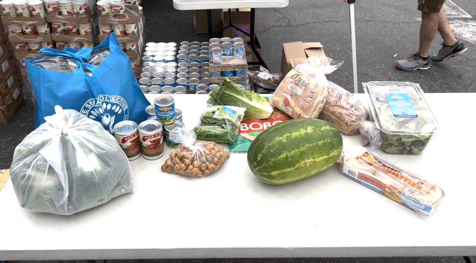 This week's kit included watermelon, romaine, English muffins and more / Credit: Simrin Singh/CBS News