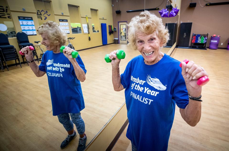 Sue Prince, 82 has been a member at Anytime Fitness in Auburndale for 11 years. She is the number one SilverSneaker member in Florida.