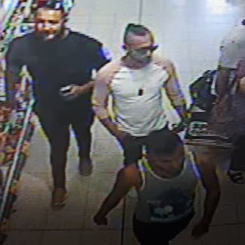 Photo released by West Mercia police of three men they would like to speak to after a three-year-old boy was seriously injured in a suspected acid attack in a Worcester shop - Credit: West Mercia police 