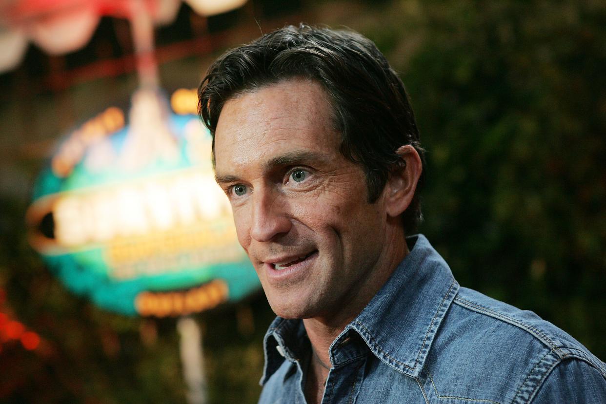 Closeup of Host Jeff Probst poses at CBS' 'Survivor: Guatemala - The Maya Empire' season finale in Los Angeles, 2005