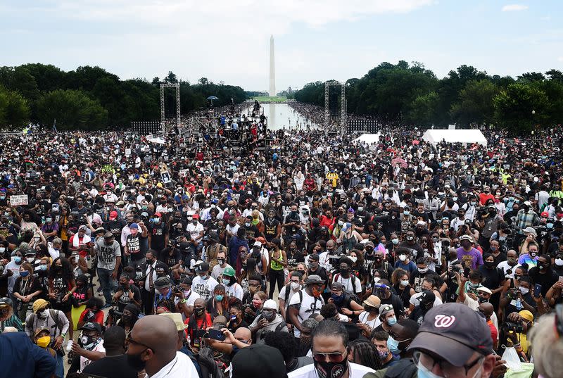 'Get Your Knee Off Our Necks' march in support of racial justice, in Washington