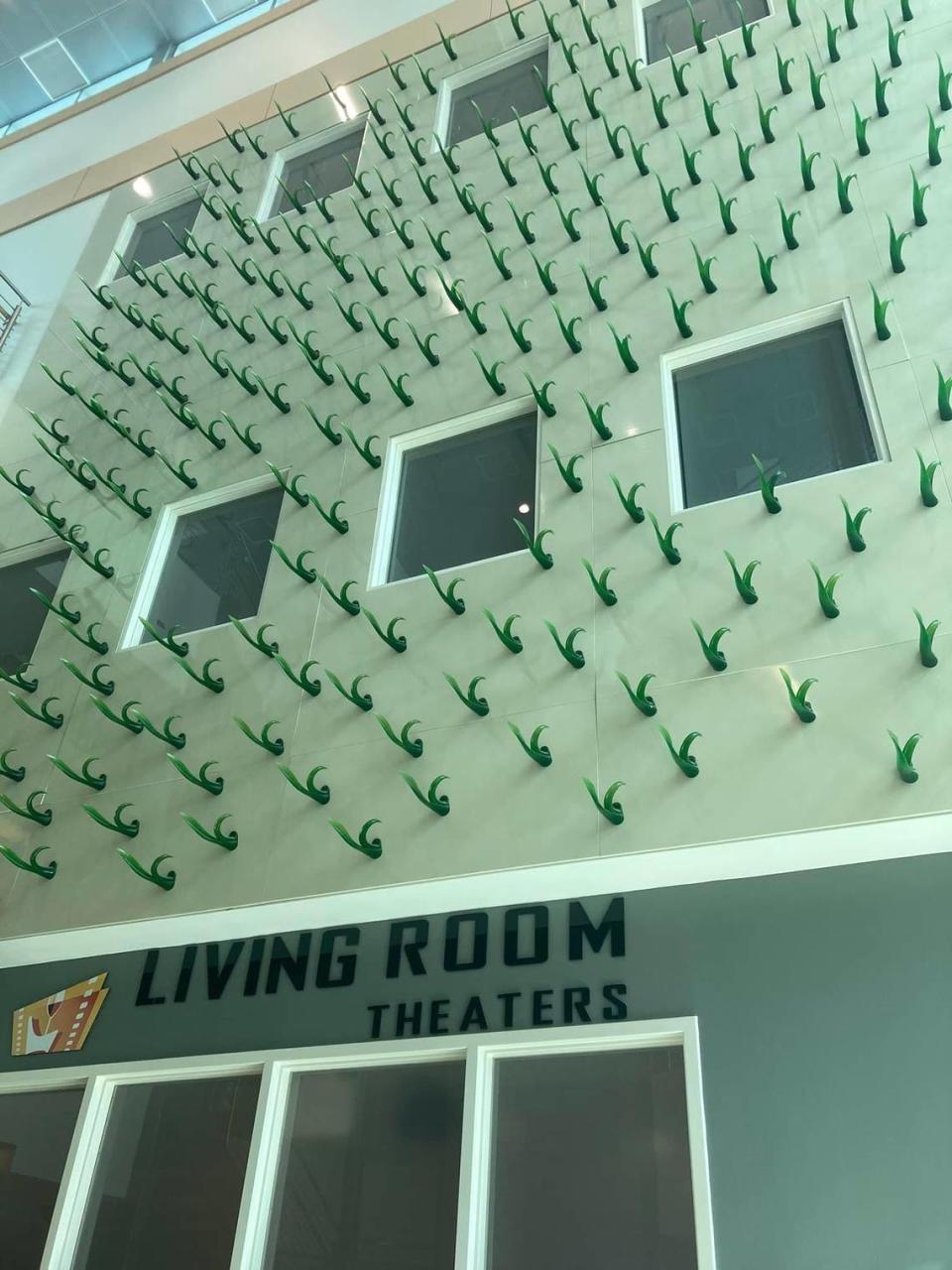 An art installation at the campus Living Room Theater, which recently closed.