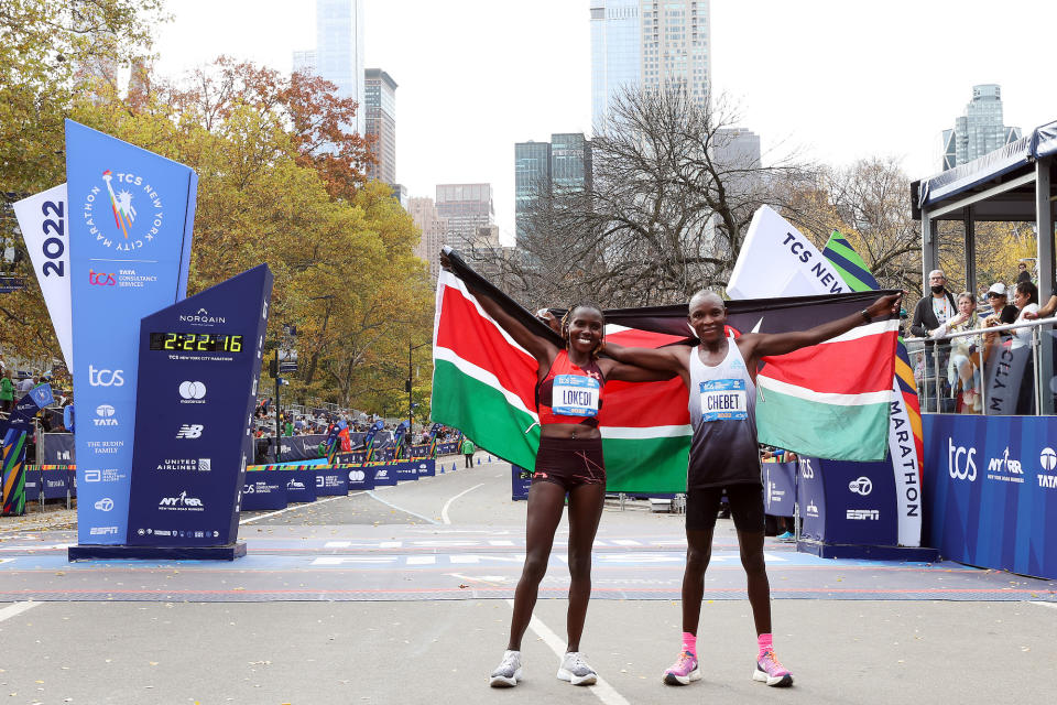 Kenyans Evans Chebet and Sharon Lokedi won the 2022 NYC Marathon. (Jamie Squire/Getty Images)