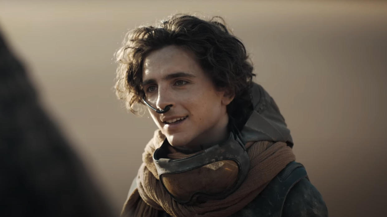  Timothee Chalamet looking self assured in the desert in Dune: Part Two. 