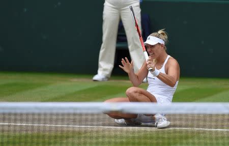 Britain Tennis - Wimbledon - All England Lawn Tennis & Croquet Club, Wimbledon, England - 9/7/16 Germany's Angelique Kerber in action againstUSA's Serena Williams in the womens singles final REUTERS/Toby Melville