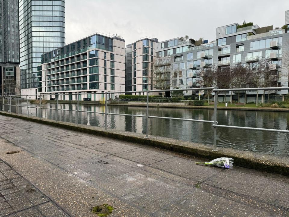 The riverside of Regent's Canal, where floral tributes have been laid (The Standard)