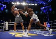 Britain Boxing - Anthony Joshua v Wladimir Klitschko IBF, IBO & WBA Super World Heavyweight Title's - Wembley Stadium, London, England - 29/4/17 Anthony Joshua in action with Wladimir Klitschko Action Images via Reuters / Andrew Couldridge Livepic