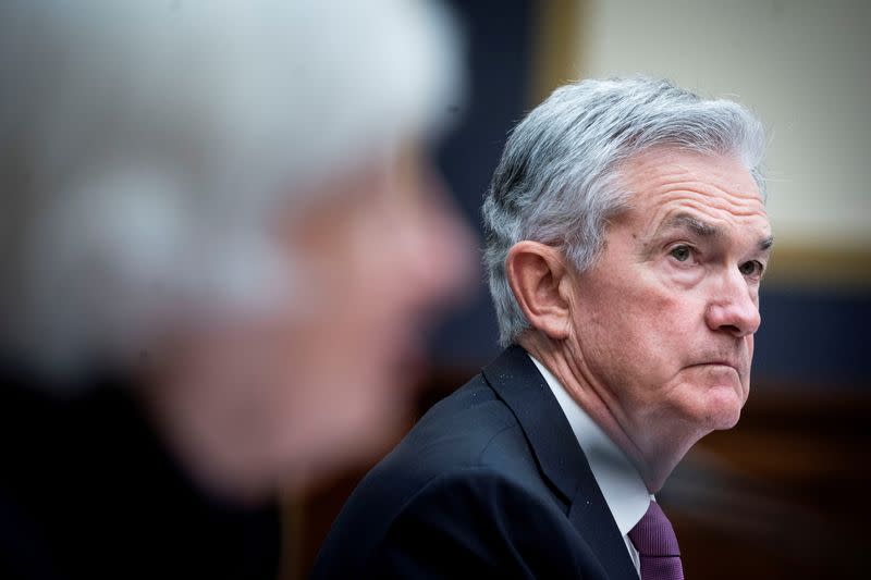 FILE PHOTO: Treasury Secretary Yellen and Federal Reserve Chair Powell testify during the House Financial Services Committee hearing in Washington