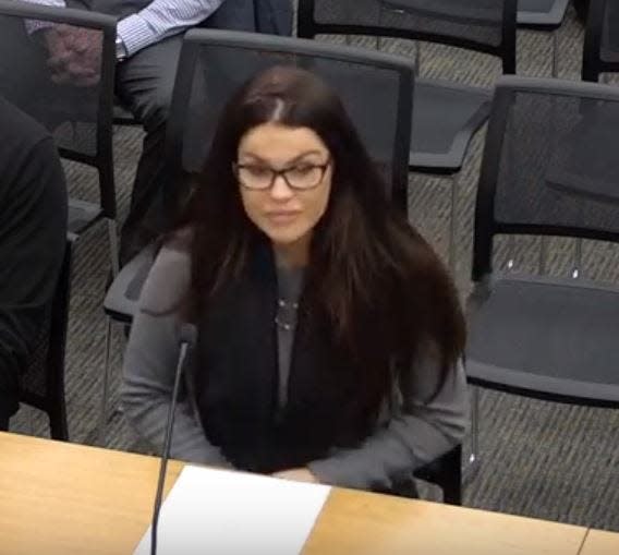 A video shows Tawny Costa at a Foxborough, Massachusetts, Board of Selectmen meeting on Jan. 23, 2018.