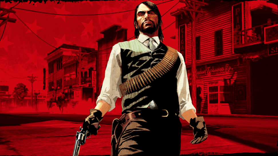  John Marston wields a revolver. 