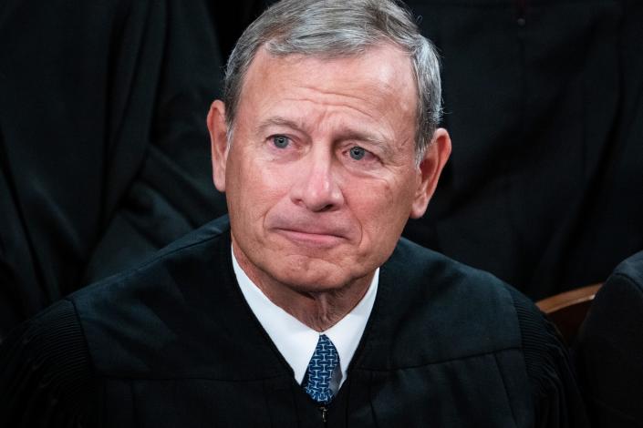 UNITED STATES - FEBRUARY 7: Supreme Court Chief Justice John Roberts attends President Joe Bidens State of the Union address in the House Chamber of the U.S. Capitol on Tuesday, February 7, 2023. (Tom Williams/CQ-Roll Call, Inc via Getty Images)