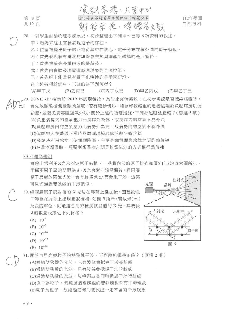 自然試題解答。（圖／得勝者文教提供）