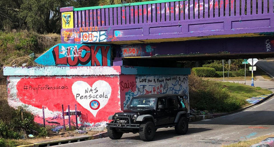 A tribute victims of the shooting on what’s known as Graffiti Bridge