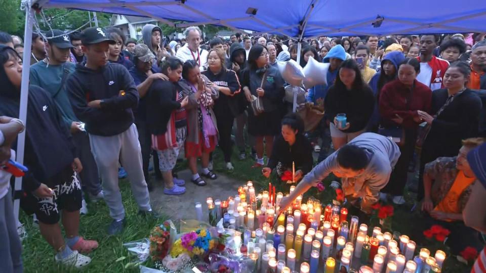 PHOTO: A vigil for 13-year-old Nyah Mway was held in Utica, N.Y. June 29, 2024. (ABC News)