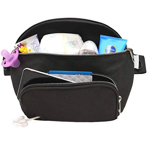 Suessie Portable Fanny Pack Diaper Bag with Detachable Diaper Changing Pad, Black