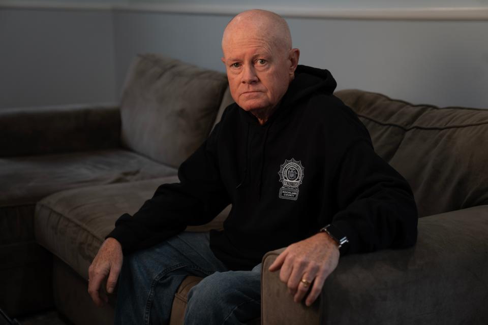 Apr 18, 2024; Nanuet, NY, US; Martin Davin, a retired NYPD detective, is suffering from a variety of respiratory and blood problems that have been linked to breathing in toxins during his service at Ground Zero after the 9/11 attacks.