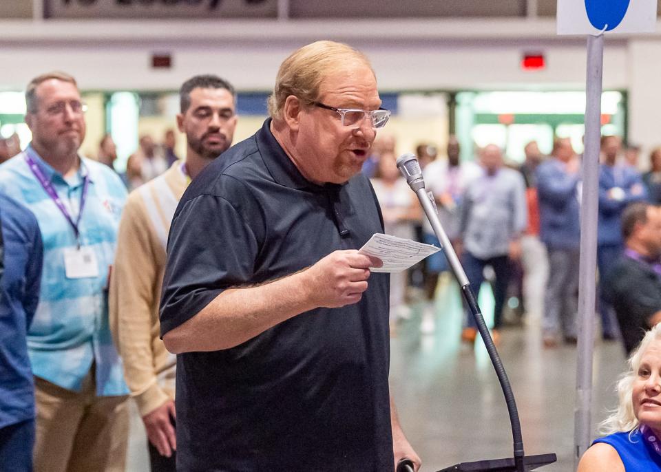 Rick Warren, retired senior pastor and founder of Saddleback Church in Lake Forest, California, speaks Tuesday at the Southern Baptist Convention's annual meeting at the Ernest N Morial Convention Center in New Orleans, Louisiana.