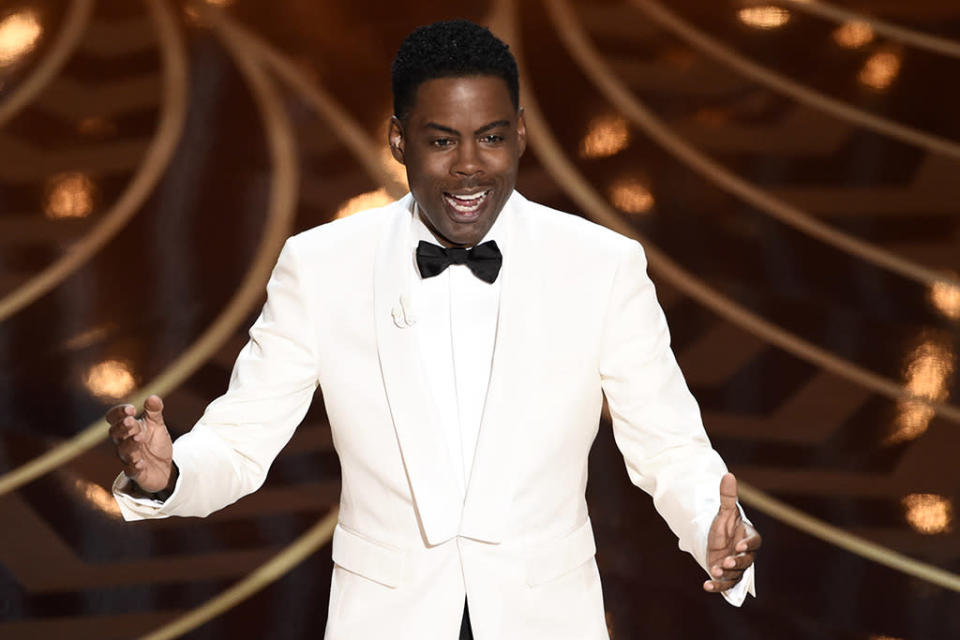Host Chris Rock speaks at the Oscars on Sunday, Feb. 28, 2016, at the Dolby Theatre in Los Angeles. 
