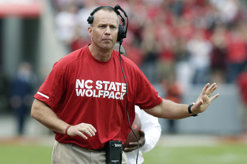 Dave Doeren is in his fifth season at NC State. (AP Photo/Gerry Broome)