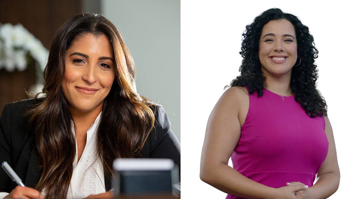 Florida Senate District 38 candidates Janelle Perez (left) and Alexis Calatayud have accused each other of blasting their personal cell phone numbers out to voters.
