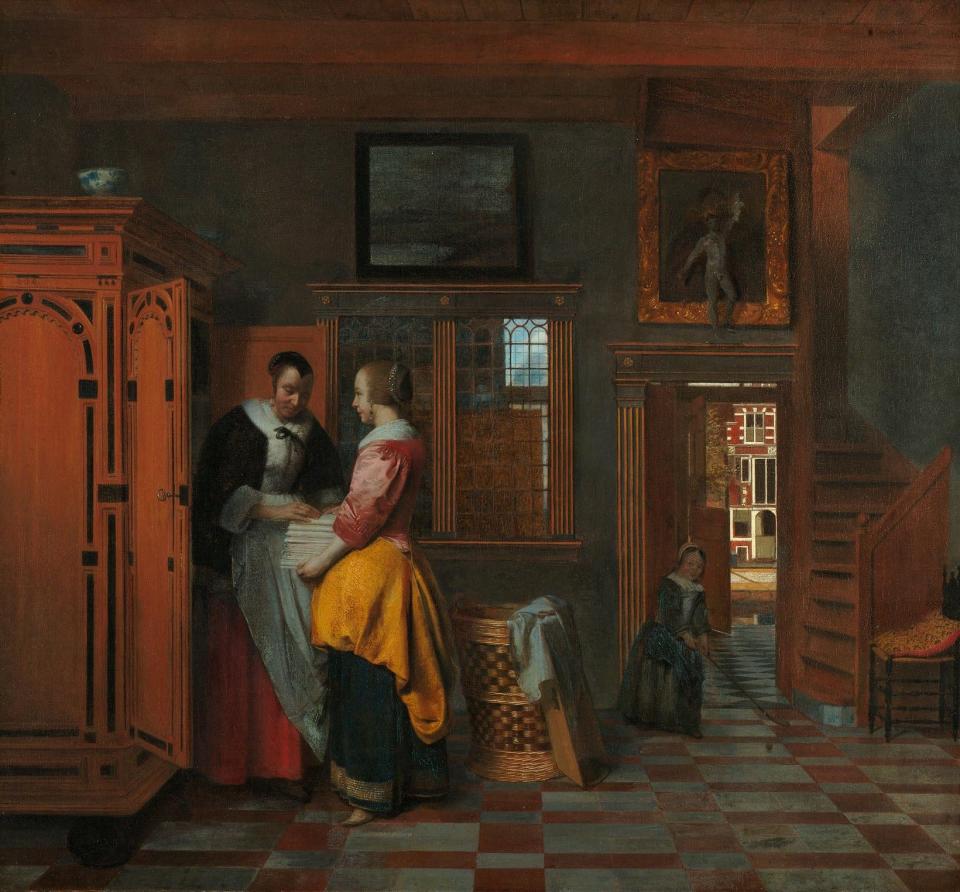 At the Linen Closet (1663) by Pieter de Hooch - Alamy