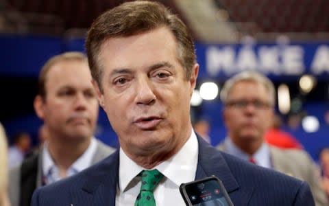 Paul Manafort at the Republican Convention in 2016. He left the Trump campaign in August 2016 - Credit: AP