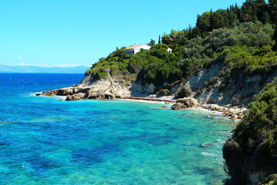 The crystal blue waters near Lakkos beachShutterstock