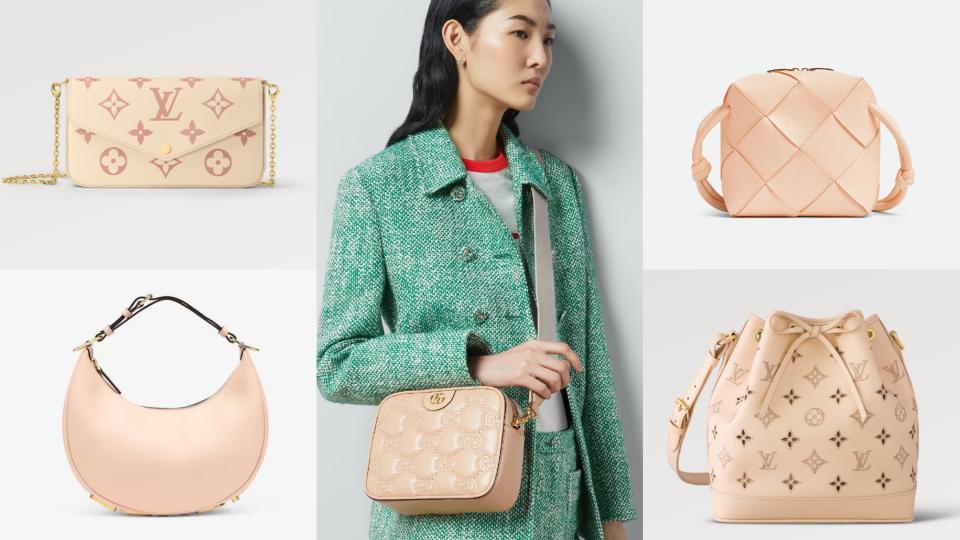 Pantone2024代表色「柔和桃」名牌包推薦：LV、BV、GUCCI…這顆3萬初就買到。圖片來源：BOTTEGA VENETA、LOUIS VUITTON、GUCCI、FENDI