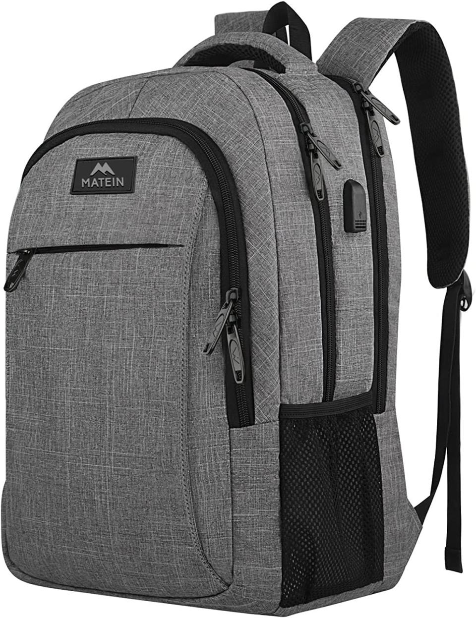 gray laptop backpack