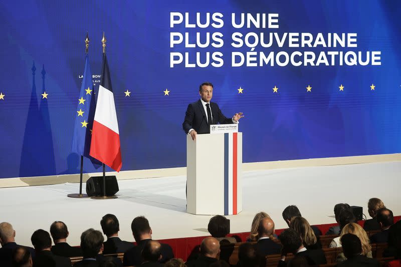 French President Emmanuel Macron holds speech on Europe's future at la Sorbonne