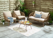 <p>Make your outdoor living space fabulous with Tesco's four-piece lounge set. Featuring a two-seater sofa, two armchairs and a drinks table, it has everything you need for reclining in style. We love the water-resistant cushions, which means you don't have to worry if they get caught in the rain.</p><p><a class="link " href="https://www.tesco.com/groceries/en-GB/buylists/mrs_hinch/mrs-hinch" rel="nofollow noopener" target="_blank" data-ylk="slk:SHOP THE RANGE;elm:context_link;itc:0;sec:content-canvas">SHOP THE RANGE</a></p>