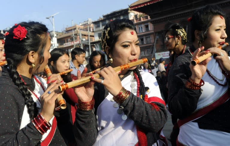 Nepal's Newars mark the Hindu festival of lights -- known locally as Tihar -- with song and dance performances