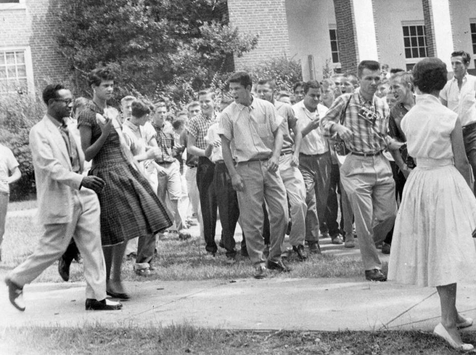 Dorothy Counts, 15, was spat upon as she entered Harding High School in Charlotte in 1957. She was one of four black teens to desegregate Charlotte’s public schools.