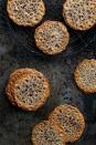 <p>Eat these dainty cookies freshly baked if you like em' thin and crispy or wait a day if you prefer the chew factor. </p><p>Get the <a href="http://www.loveandoliveoil.com/2014/12/almond-lace-sandwich-cookies.html" rel="nofollow noopener" target="_blank" data-ylk="slk:Almond Lace Sandwich Cookies recipe;elm:context_link;itc:0;sec:content-canvas" class="link "><strong>Almond Lace Sandwich Cookies recipe</strong></a> from Love and Olive Oil. </p>