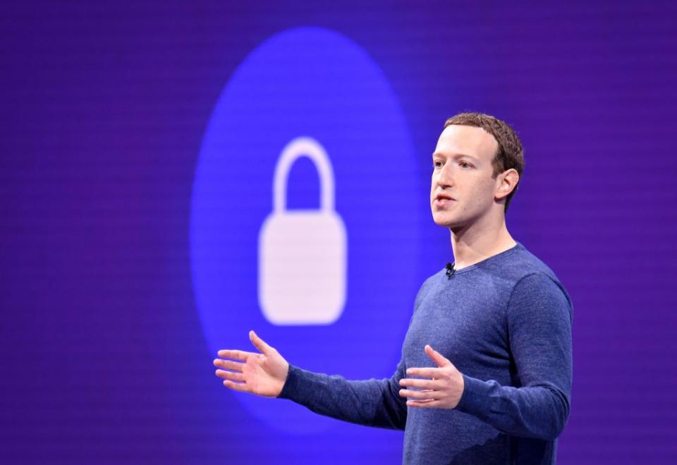 Facebook CEO Mark Zuckerberg at annual F8 summit at the San Jose McEnery Convention Center in San Jose, California on May 1, 2018. Source: JOSH EDELSON/AFP/Getty Images