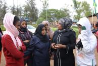 Asylum-seekers who arrived from Libya, are seen at the United Nations emergency transit centre in Gashora