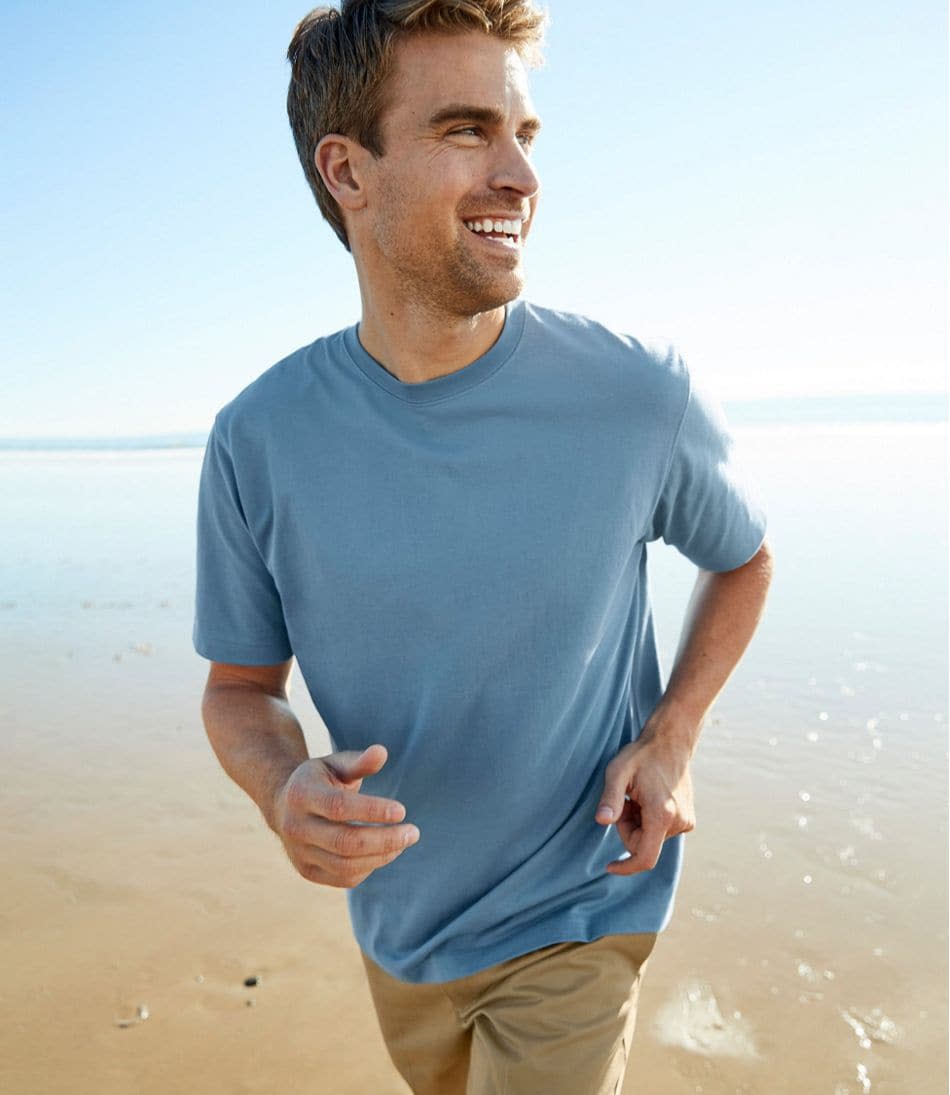 The Men&#39;s Carefree Unshrinkable Tee is a hit among shoppers. Image via L.L. Bean.