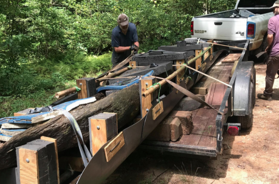 Six weeks after the operation began, volunteers loaded the ancient canoe onto a trailer to be driven out of the Chattooga River basin.