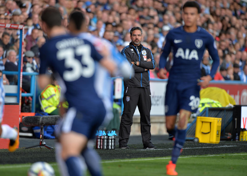 <p>Huddersfield Town manager David Wagner looks on during the game (REUTERS/Peter Powell) </p>