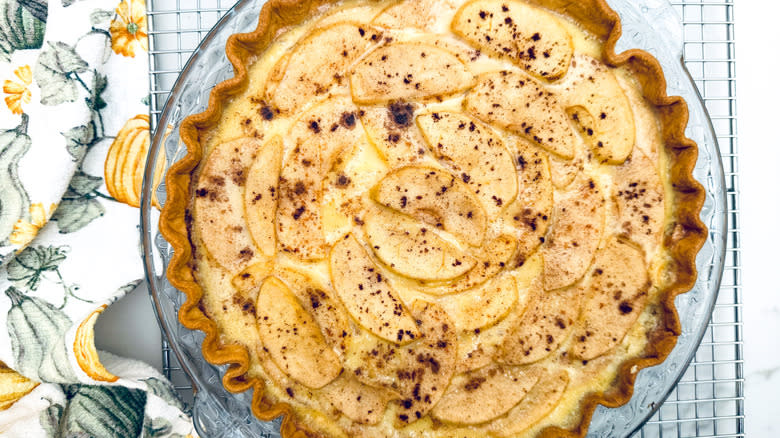 custard pie cooling on rack