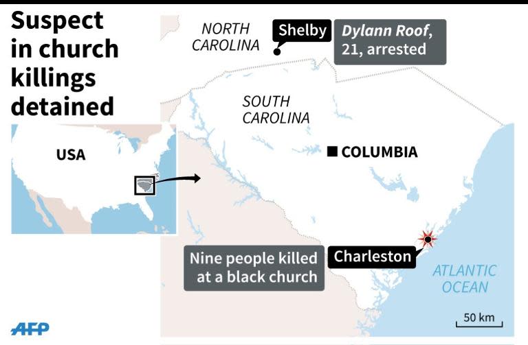 Map of South Carolina, locating Charleston