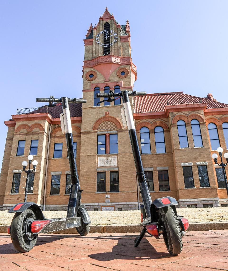  Bird scooters in downtown Anderson, S.C. Wednesday, January 26, 2022.