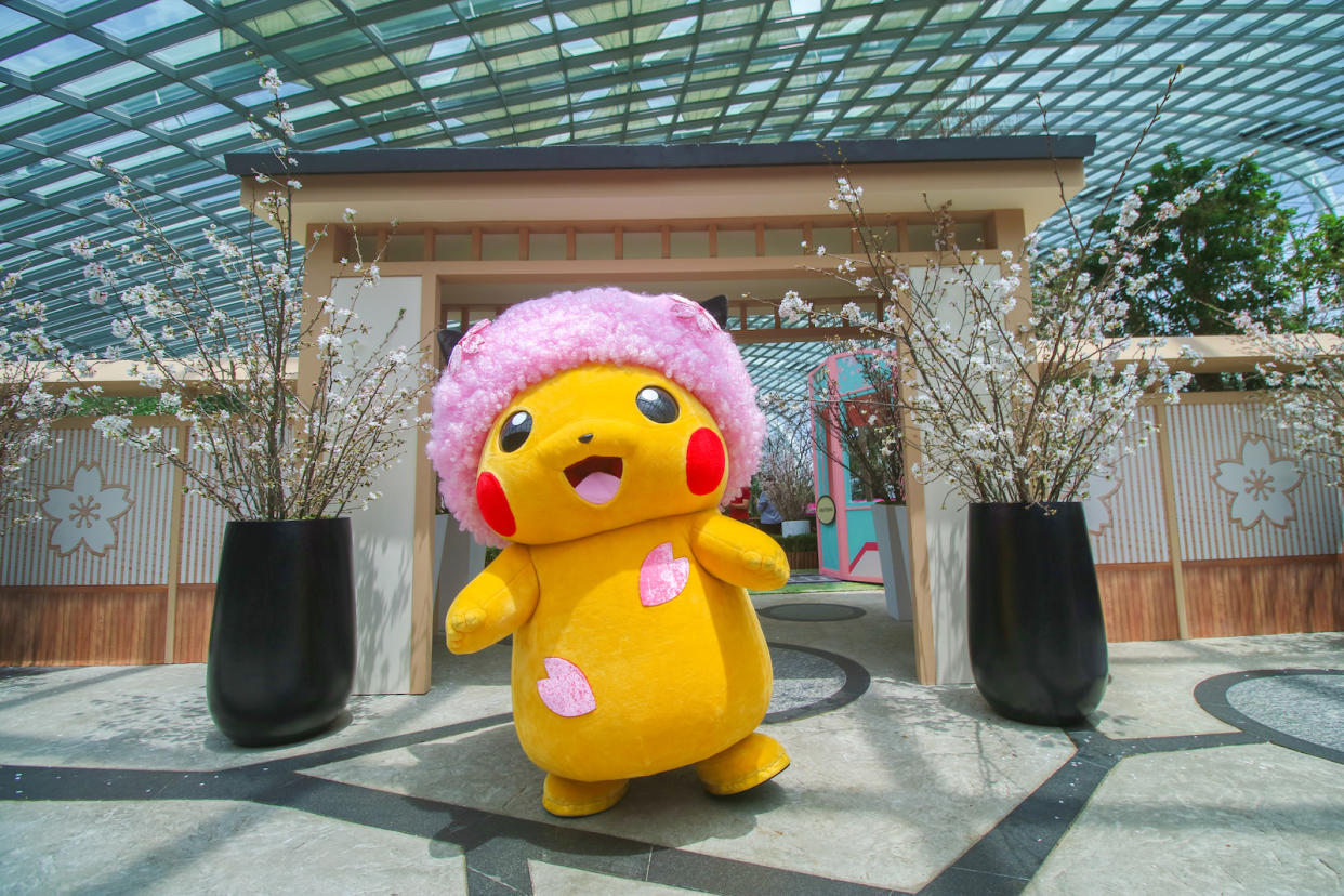 There will be a meet-and-greet session with Sakura Afro Pikachu (middle), which will be making its first appearance outside of Japan in the Flower Dome. 