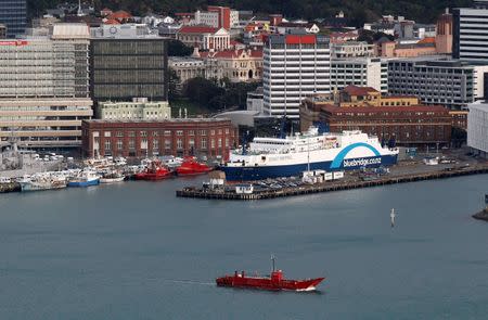 The Bluebridge Cook Strait Ferry is docked at Wellington Harbour October 2, 2011. REUTERS/Jacky Naegelen/File Photo