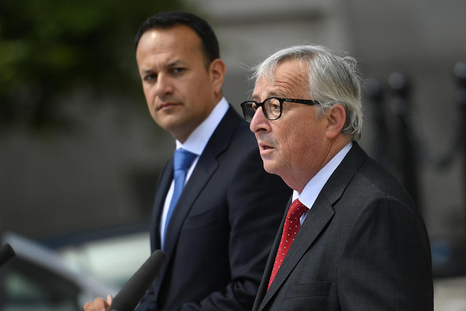 EU chief Jean-Claude Juncker speaking alongside Irish PM Leo Varadkar (Reuters)