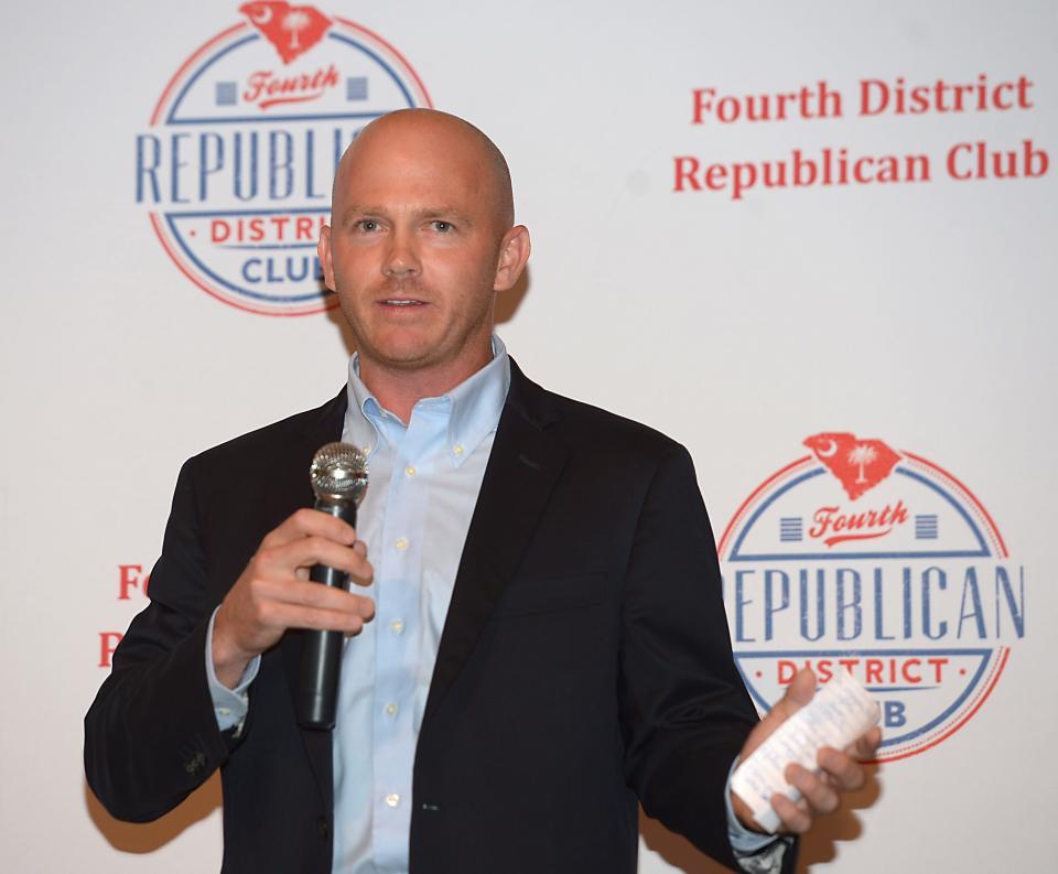 Republicans including South Carolina Gov. Henry McMaster, South Carolina Lt. Gov. Pamela Evette and Congressman William Timmons gathered at 'The Depot' in Greer for a campaign event on Sept. 26.  U.S. Rep. William Timmons spoke to guests at the event.