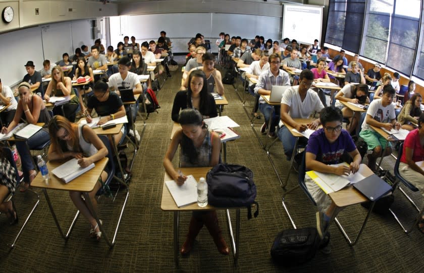 An Accounting 101 classroom is full at Orange Coast Community College in Costa Mesa.