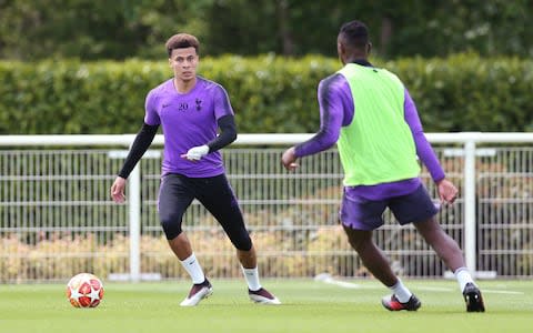 Dele Alli of Tottenham Hotspur during the Tottenham Hotspur training session at Tottenham Hotspur Training Centre - Credit: Getty images