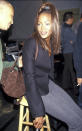 <p>Naomi Campbell sports a blazer and backpack at the Todd Oldham Fashion Show, 1996</p>